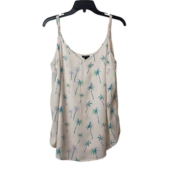 Torrid Ava Slub Cami Tank Top Size 2X Beige Palm Trees Sleeveless Rayon Shirt - Picture 1 of 9